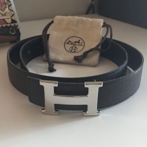 Hermès Belt (brown leather with silver buckle)